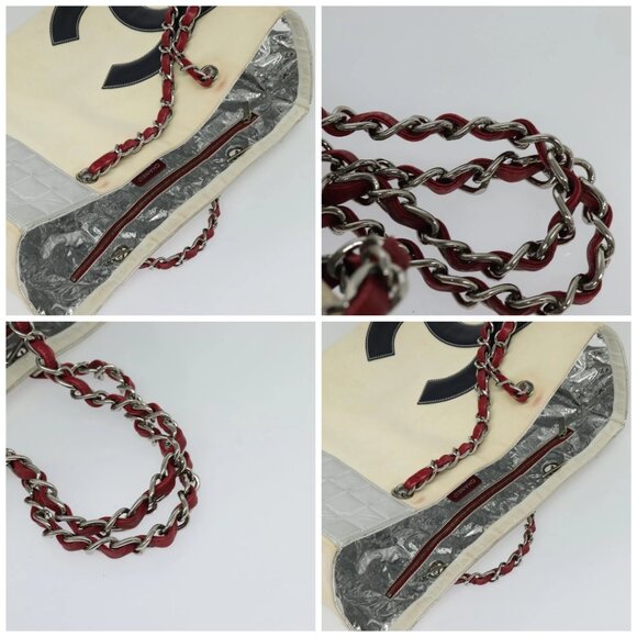 CHANEL Chain Tote Bag No5 Canvas Ivory Silver CC Auth 133727 - Picture 16 of 16